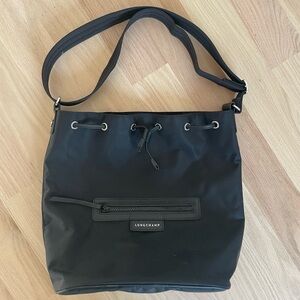 Longchamp Large Black Le Pliage Neo Bucket Bag, Very Good Preowned Condition!